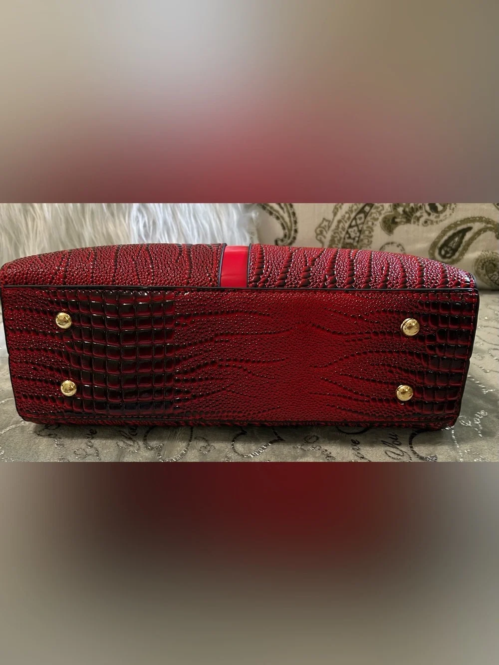 NWT Vyrmax Ruby Croc-Embossed Professional Work Satchel with Detachable Strap